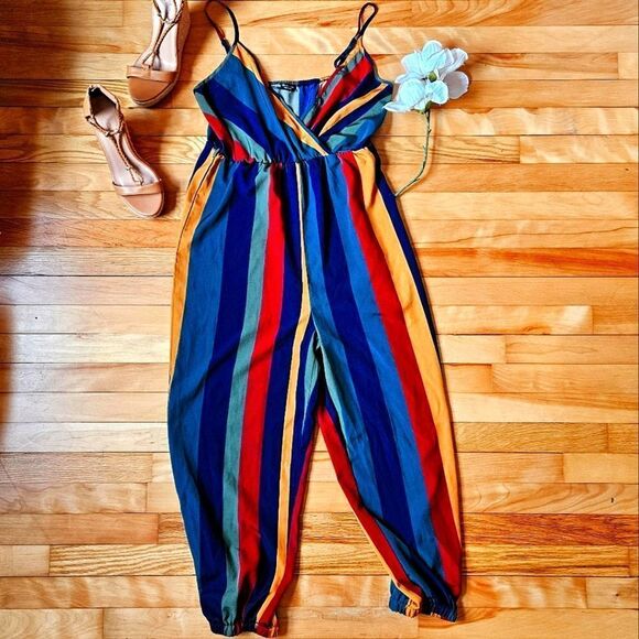 Shein Colorful Striped Jumpsuit - Picture 1 of 9
